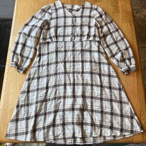 Retro Plaid Long Sleeved Dress